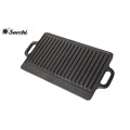 Pre-seasoned cast iron double side griddle grill fry pan